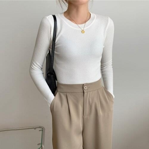 Autumn Winter Thin Knitted Sweater Women Long Sleeve Slim Fit Solid Basic Undershirt Pullover Fashion Pull Femme