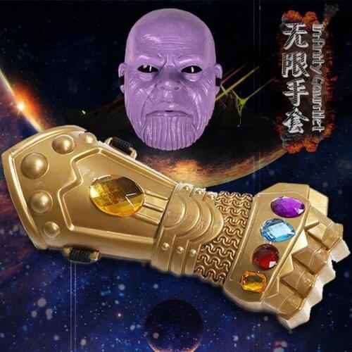 Infinity Gauntlet Masquerade Cosplay Marvel Avengers Thanos Mask Glove Action Figure Plastic Model Toy Brinquedo Halloween Gift