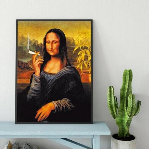 Dadaism Wall Art Creative Smoking Mona Lisa Canvas Poster Prints Classical Painting Study Room Decoration Hallway Pictures