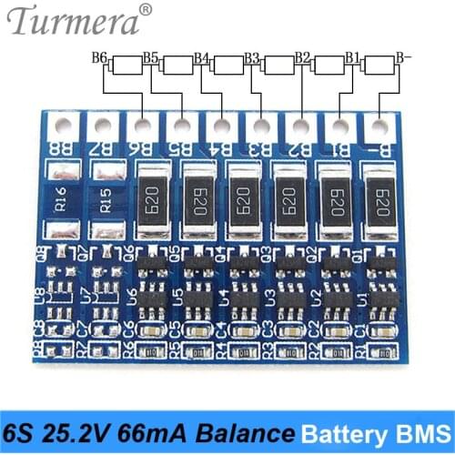 Board 6S 24V Balance BMS Lithium Battery Protection Board 66mA Balancing Current for 21.6V 25.2V Screwdriver Battery Pack Use