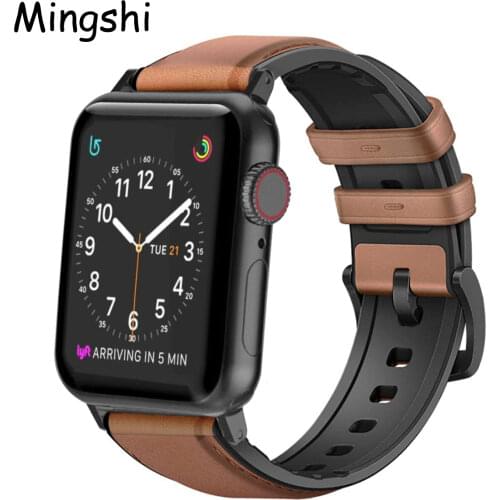 Strap for apple watch band Silicon Leather loop 42mm 38mm watchband for iwatch 44mm 40mm series 5 4 3 2 1 bracelet belt