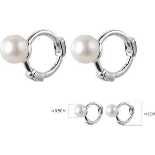 925 Sterling Silver 5mm Pearl Charm Hoop Earrings Jewelry Fine for Women Gifts Small Earring Accessories Bijoux