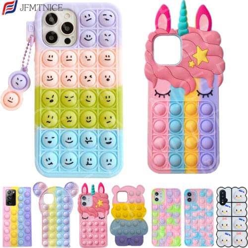 Pop Fidget Toys Phone Case for Samsung Galaxy S20 FE S21 Ultra A12 A51 A71 A52 A72 A50 Note 9 10 Relieve Stress Silicone Cover