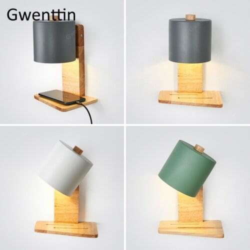 Modern Indoor Wood Iron Wall Lamps Bedroom Bedside Lamp Led Wall Light Fixtures Nordic Wooden Sconce Mirror Lights Home Art Deco