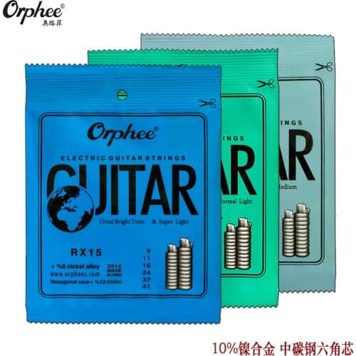 1 Set of Orphee RX15/17/19 Electric Guitar Strings Hexagonal Carbon Steel 10% Nicketl Alloy 1st-6th Strings Free Shipping