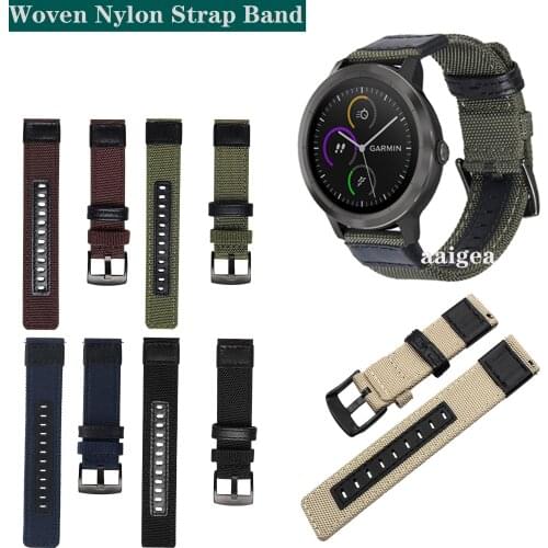 Woven Nylon Replacement Band Sport Strap for Garmin Vivoactive 3 Music for Venu Sq strap loop 20mm 22mm