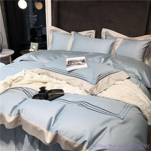 A Quality 100% Cotton Bedding Set 4pcs Nordic light luxury style 80 long-staple cotton Home Textile embroidery quilt cover 1.8m