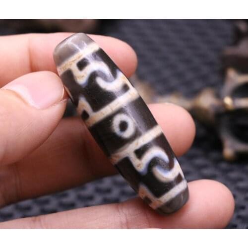 Magic Power Collectible Treasure Magic Power Tibetan Old Agate 3 Eye Lianshifaqi dZi Bead Pendant Totem Talisman