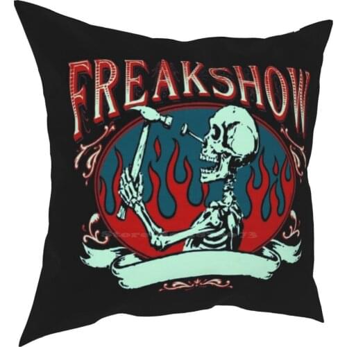 Freakshow Funny Cute Decor Square Pillowcase Show Deal Tent Circus Geek Freaky Freaks Hammer Lace Nail Skull Canine Skeleton