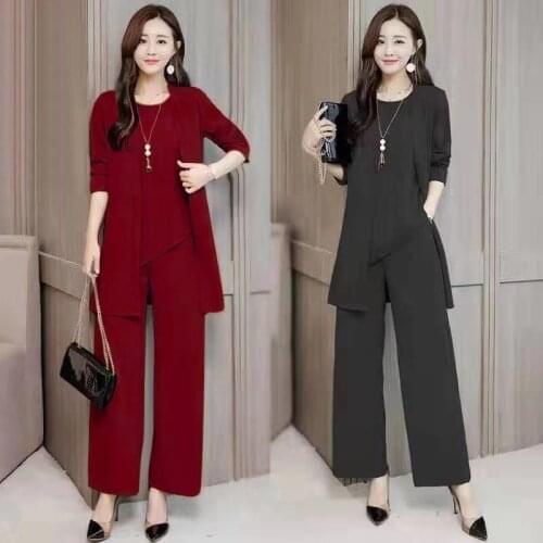 Three Piece Set Womens 2021 Autumn Summer New Wide Leg Pants Crop Top And Coat Women Club Outfits Casual Fashion Foreign Style