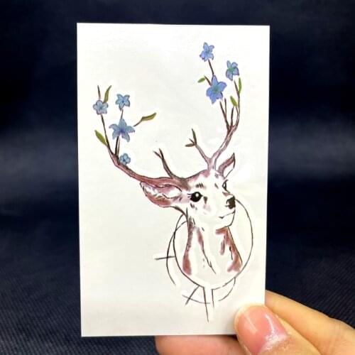 1Pc Colorful Elk Temporart Tattoo Sticker Kids Women Men Waterproof Fake Tattoo Body Arm Art Pary Decal