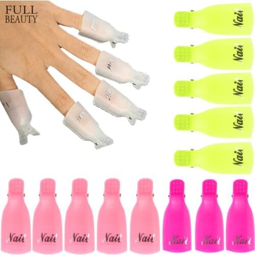 10pcs Nail Art Soak Off Cap Clip Remover Gel Polish Degreaser UV Gel Polish Varnish Clip Plastic Nail Art Remover Tools CHND136