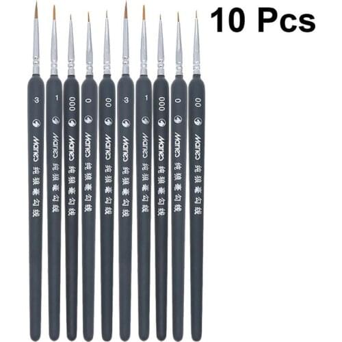 10pcs Useful Wolf Hair Tip Brushes Professional Detail Paint Brush Fine Detailing Painting Drawing Brushes