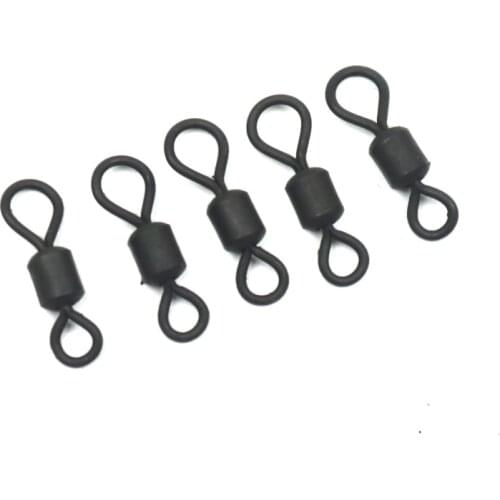 30pcs Carp Fishing Big Eye Terminal Tackle Matt Black HC Swivel Dull No Reflective for Helicopter Rig