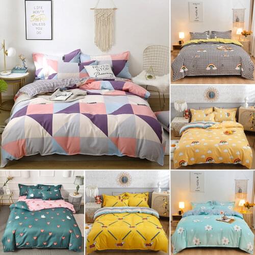 Modern Fashion Print Cotton Twin Bedding Set Queen Size Soft Comforter Cover Bedding Sets Pillowcase Bedsheet Quilt Cover 4 Pcs