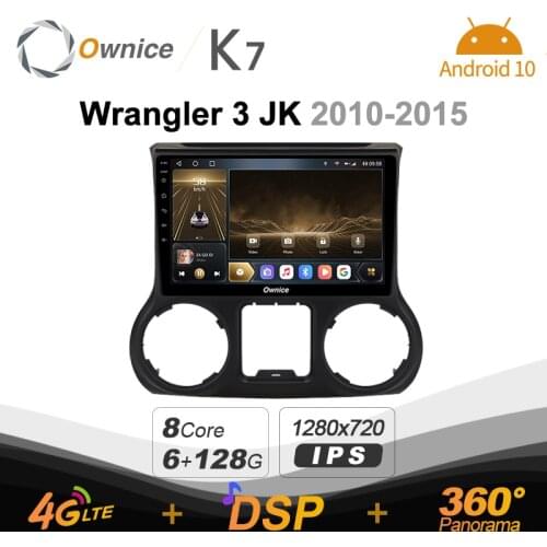 Ownice K7 Android 10.0 Car Multimedia Radio for Jeep Wrangler 3 JK 2010 2012 2015 2016 2017 6G+128G Quick Charge Coaxial 4G LTE