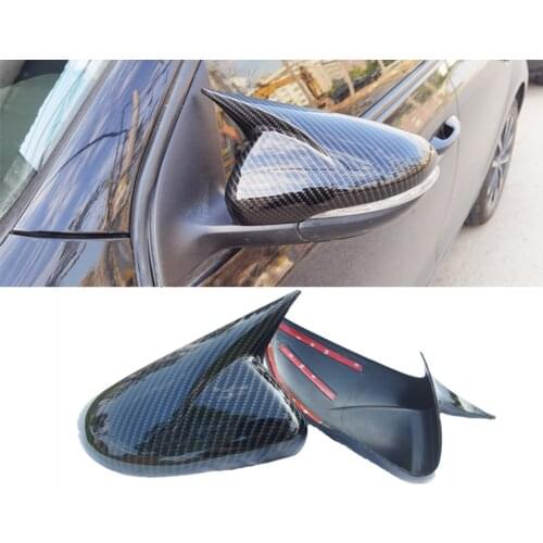 Car Styling Glossy Black Carbon Look Rearview Mirror Cover horn Cap Trim For VW Golf 6 MK6 R VI 2009-2012 Auto Parts