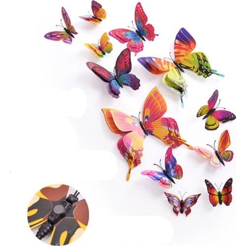 BalleenShiny Creative 3d Butterfly Home Decoration Wall Sticker Self-adhesive Paper Room Wall Sticker