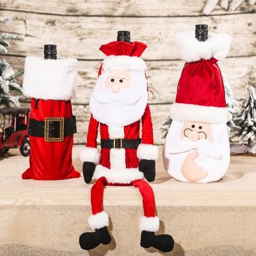 Christmas Wine Bottle Cover Merry Christmas Decorations For Home 2021 Natal Christmas Ornaments Xmas Gifts Happy New Year 2022