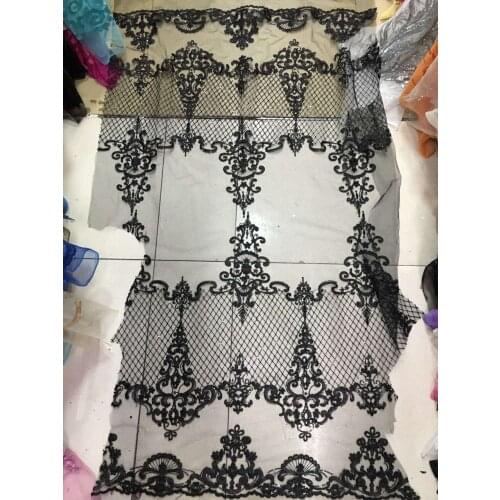 5yards /lot AA1012 black sequin luxury new good quality embroidery lace fabric for wedding dress