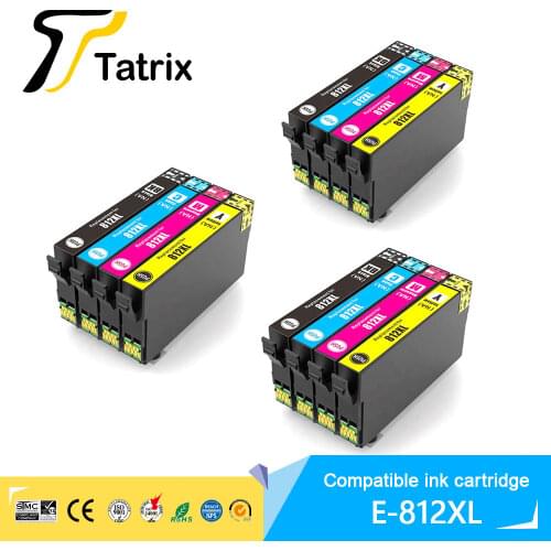 Tatrix NA T812 XL ink cartridge for EPSON 812XL Printer compatible Ink Cartridge for Epson WorkForce EC-C7000 WF-7820 / WF-7840
