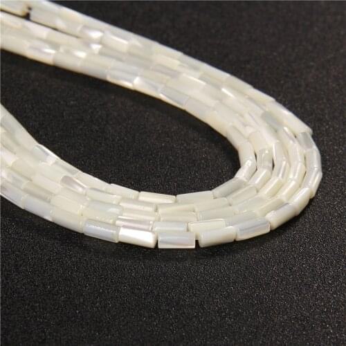 4x8mm Natural Color MOP Shell Cylindrical Beads Mother Pearl Shell Beads for Jewelry Making DIY Earrings Bracelet Necklace 15"