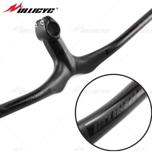 Ullicyc Black LOGO Carbon Fiber MTB Bicycle Riser One-Shaped Integrated Handlebar With Stem 3K Matte Carbon MTB Handlebar