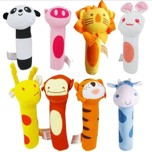 New 1 Pcs Baby Toy Gift Grasp Stuffed Newborn Toys Soft Animal Model Handbells Plush Kids Mobile Baby Toy 0-24months