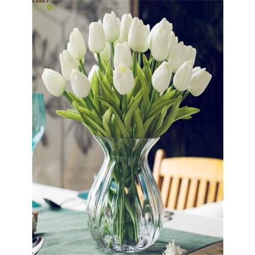 Tulip Artificial Flower Real Touch PU Artificial Bride Bouquet For Home Wedding Party Decorative Flowers & Wreaths
