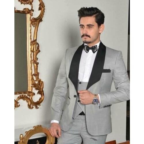Handsome One Button Groomsmen Shawl Lapel Groom Tuxedos Men Suits Wedding/Prom Best Man Blazer ( Jacket+Pants+Tie+Vest) A188