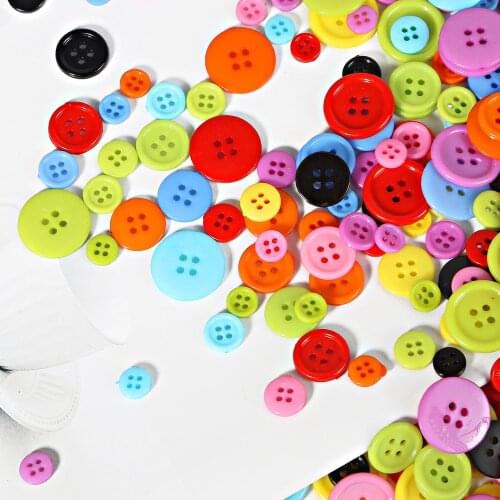 50/100pcs/lot Solid Color Resin Round Flatback Plastic Buttons DIY Sewing Kids Shirt Garment Accessories