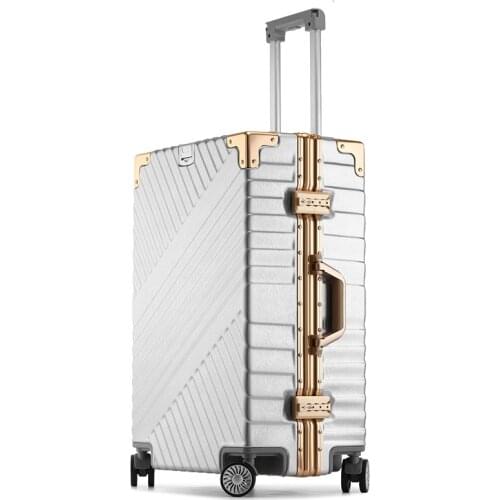 Fashion 100% Aluminum frame trolley luggage men women travel suitcase bag gift 20/24/26/29 inch boarding luggage luxury valise