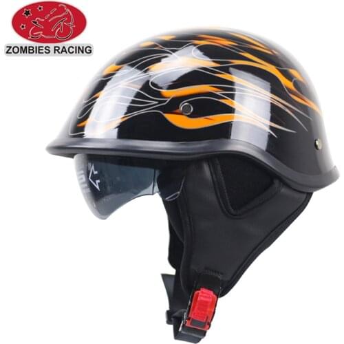 DOT Motorcycle helmet Matte Black German Half Face Helmet Chopper Cruiser Biker S,M,L,XL,XXL scooter helmet with sunglasses