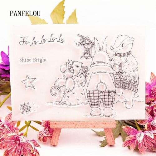 PANFELOU 10.5x14cm fox rabbit Transparent Silicone Rubber Clear Stamps cartoon for Scrapbooking/DIY Easter wedding