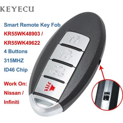 Keyecu KR55WK48903 (9622) Smart Remote Car Key 4 Buttons 315MHz ID46 for Nissan Altima for Infiniti G25 35 37 Q40 60 EX QX FX