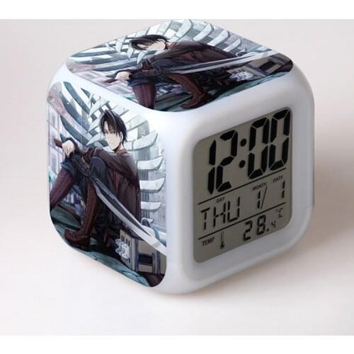Shingeki no Kyojin Attack On Titan Levi Rivaille seven Color Change Glowing Digital Alarm Clock