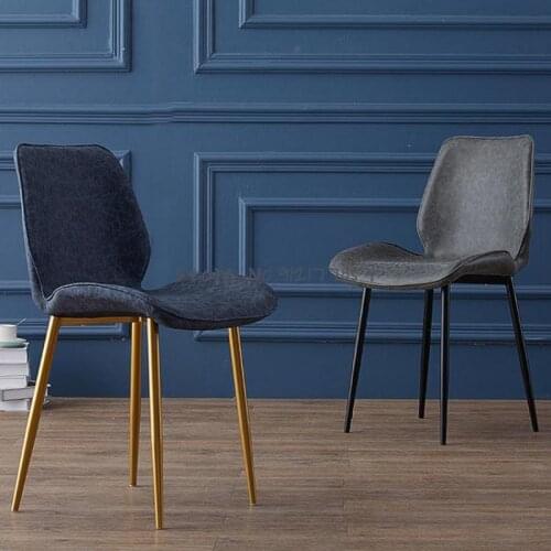 Chair modern minimalist restaurant home backrest stool American dining chair leather Nordic net red makeup chair ins wind