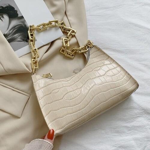 Crocodile Pattern Zipper Handbags Shoulder Bag Simple Small Square Bag for Women