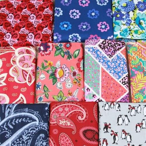 1 meter cotton fabric floral print handmade DIY garment dress doll cloth 100% cotton T456