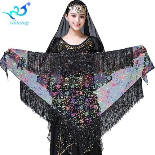 Triangle Belly Dance Hip Scarf Women Latin Dance Performance Wear Hip Scarf Tassel Party Shawl Halloween Costumes Belt