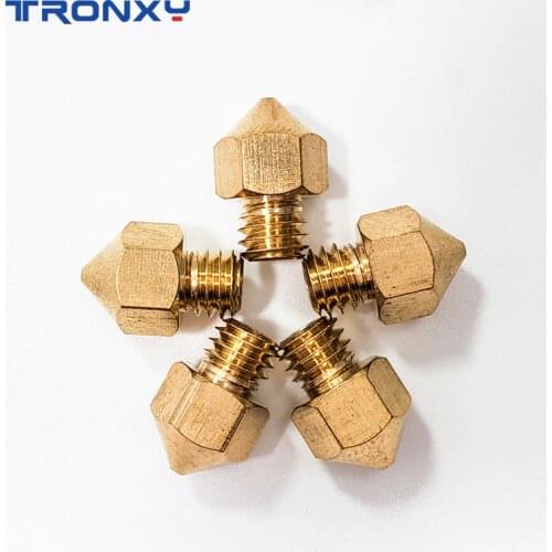 Tronxy 5PCS MK7 MK8 Nozzle 0.3 0.2 0.5mm Copper 3D Printers Parts Extruder Threaded 1.75mm 3.0mm Filament Head Brass Nozzles