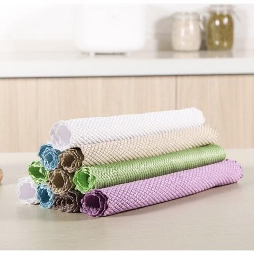 5pcs fish scale rag glass cloth microfiber absorbent not easy to shed hair non-marking scouring pad cleaning towel
