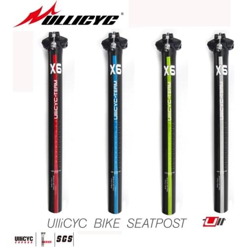 Ullicyc X6 Series 3K Full Carbon Fibre Bike Seatpost Two Bolts Style Seatpost Red/Green/Blue/Silver LogocSticker Bike Seatpost