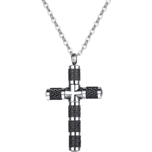 Stainless Steel Vintage Christ Cross Pendant Necklace Mens Punk Rock Religious Cross Necklaces Gift For Him with Chain
