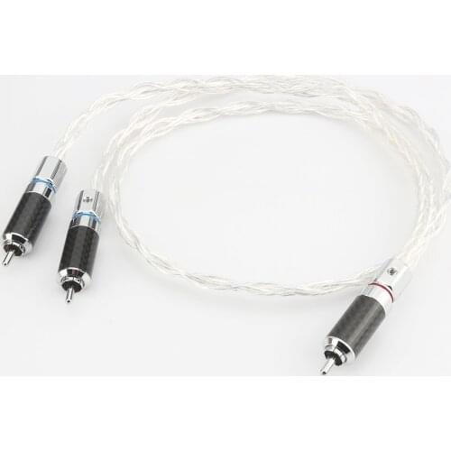 High Quality 1piece Audiocrast OCC 8AG Silver plated Audio cable RCA to RCA Interconnect RCA cable splitter to 2RCAs