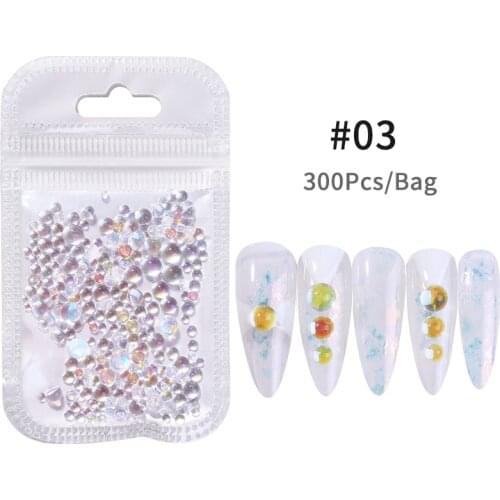 Candy Colors Mixed Size Symphony Round Glass Crystals Beads AB 3D Nail Art Rhinestones DIY Flat Back Acrylic Stones Decorations