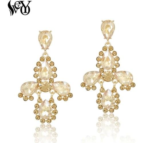 VEYO Round Rhinestone Crystal Drop Earrings For Women brincos Pendientes Zinc Alloy Lead free nickel free