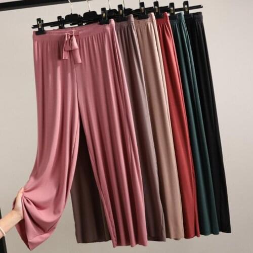 Jvzkass spring and summer section wide leg pants female modal high waist loose large size casual home anti-mosquito pants Z338