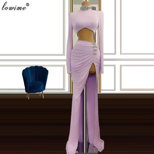 Lavander Mermaid Prom Dresses 2021 Long Sleeves Formal Evening Dresses For Women Middle East Cocktail Party Gowns платье 2021