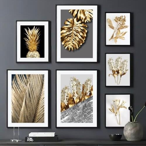 Monstera Hydrangea Palm Leaf Pineapple Wall Art Canvas Painting Nordic Posters And Prints Wall Pictures For Living Room Decor